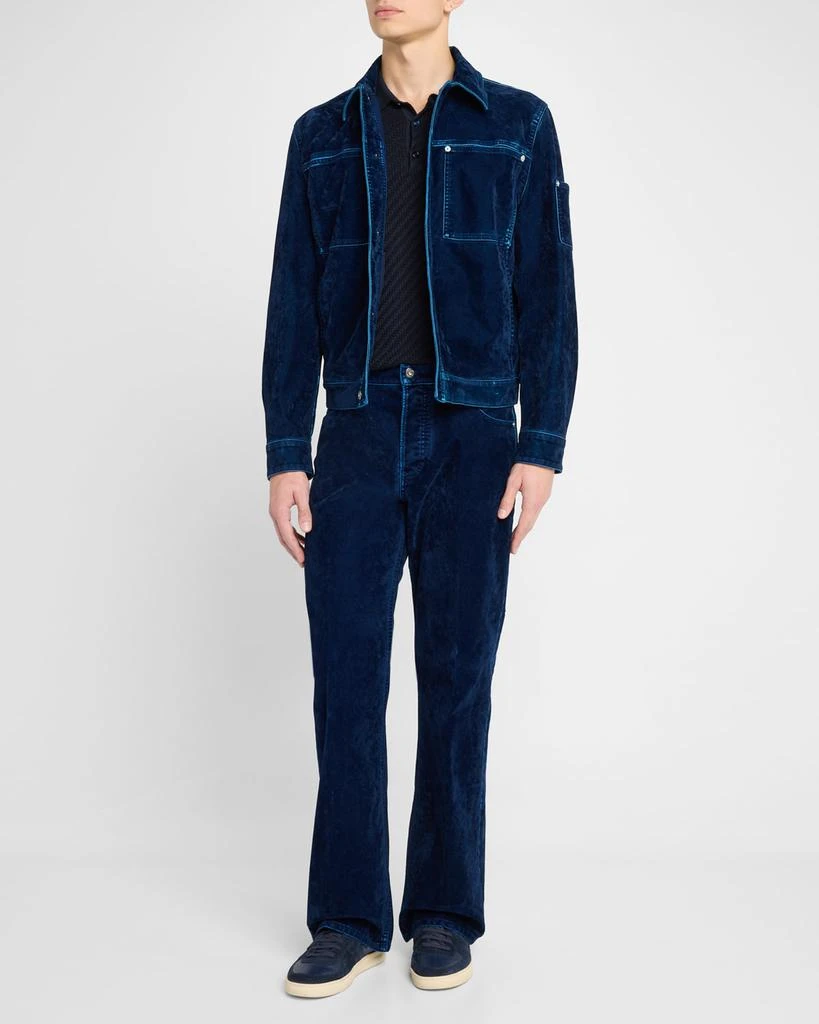 Salvatore Ferragamo Men's Flocked Velvet Denim Jacket 2
