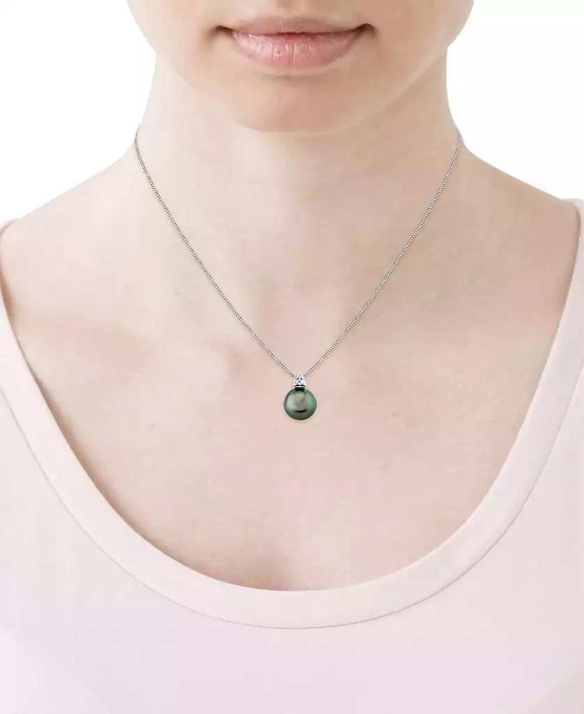 Macy
s Cultured Tahitian Pearl (9mm) 
Diamonds (1/10 ct. t.w.) 18" Pendant Necklace in 14k White Gold 2