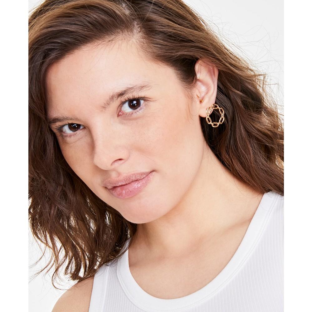 On 34th Small Chain Link Front-Facing Hoop Earrings, 0.88", Created for Macy's