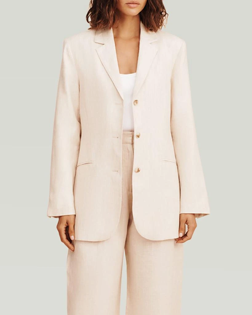 Posse Leon Single-Breasted Pinstripe Linen Blazer 4