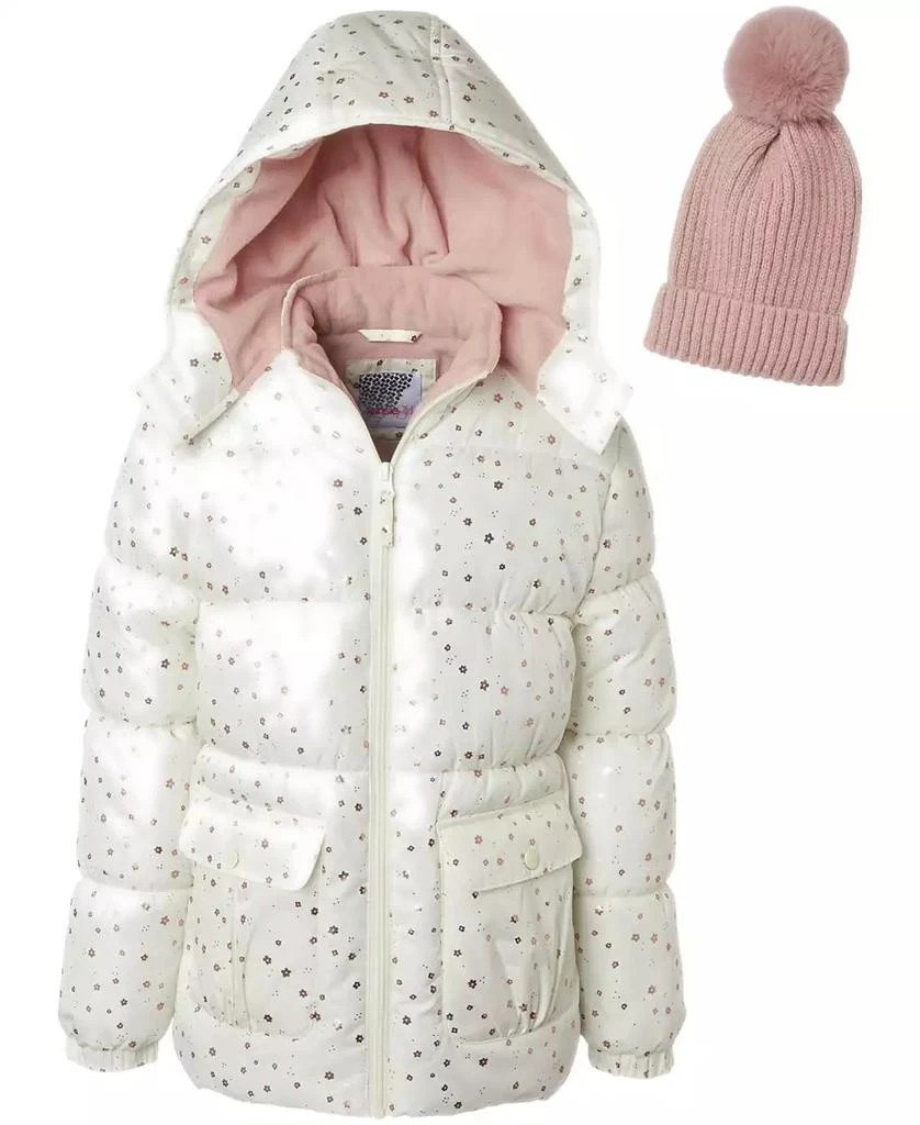 Kensie Big Girls
 Foil Dot Puffer Jacket with Beanie