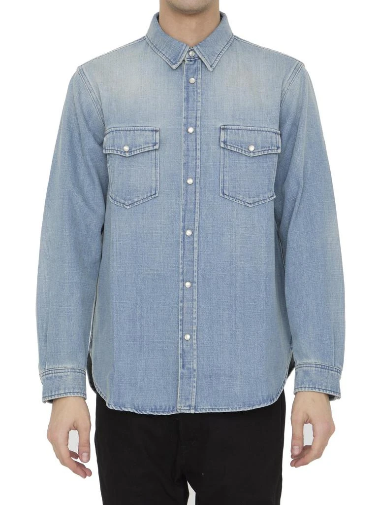Yves Saint Laurent Saint Laurent Buttoned Long-Sleeved Denim Shirt 1