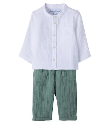 Tartine et Chocolat Baby cotton shirt and pants set