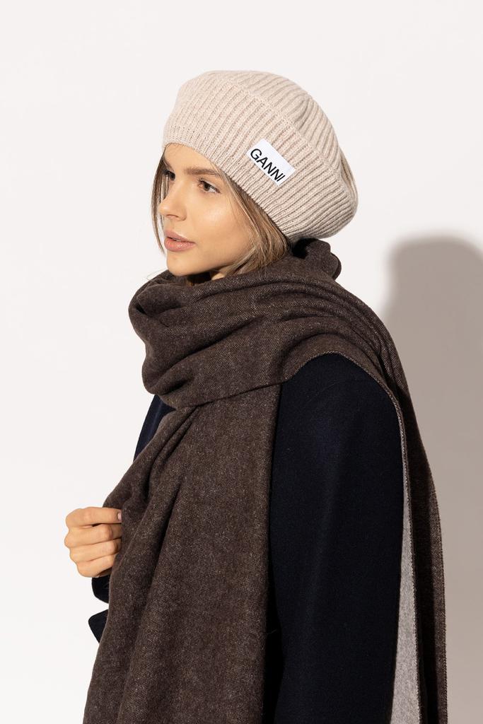 【GANNI】LOGO PATCH RIBBED BEANIE A4429578 GANNI Logo-Patch Ribbed Beanie | Harrods US