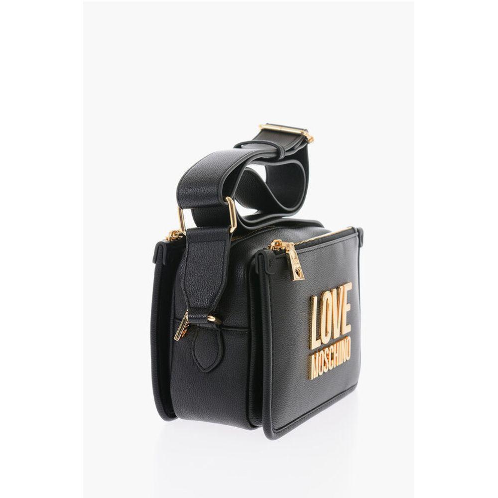 Moschino LOVE Faux Leather Crossbody Bag with Golden Women's Logo
