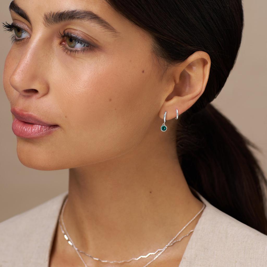 Orelia London Emerald Drop Huggie Hoop Earrings Made With Swarovski Crystals