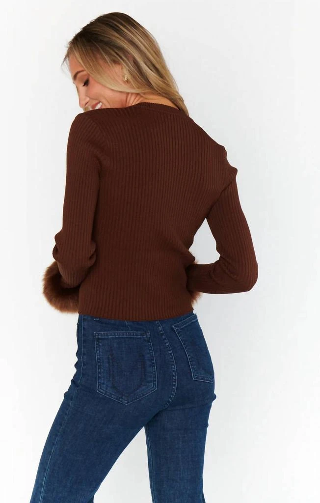 Show Me Your Mumu Ribbed Top With Faux Fur In Chocolate 2
