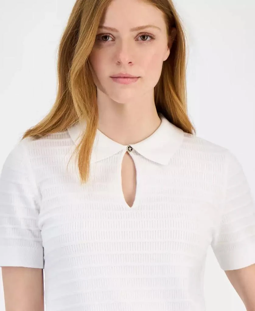 Tommy Hilfiger Women
s Cotton Scalloped-Stripe Keyhole Polo 3