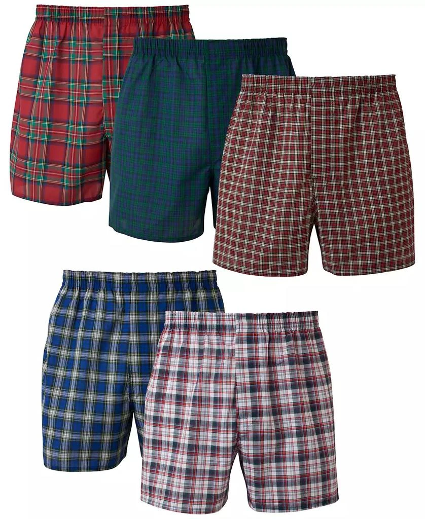 Hanes Men's 5-Pk. Ultimate® FreshIQ® Tartan Print Woven Boxers 1