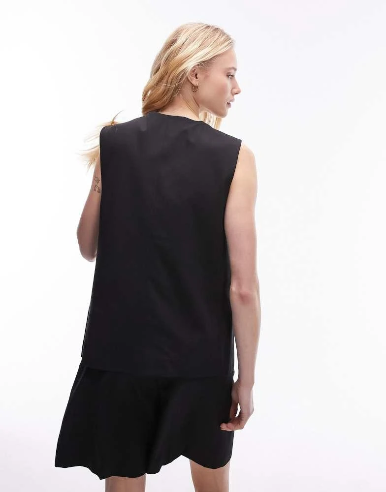 Topshop Topshop co-ord tailored tie front waist coat in black 2