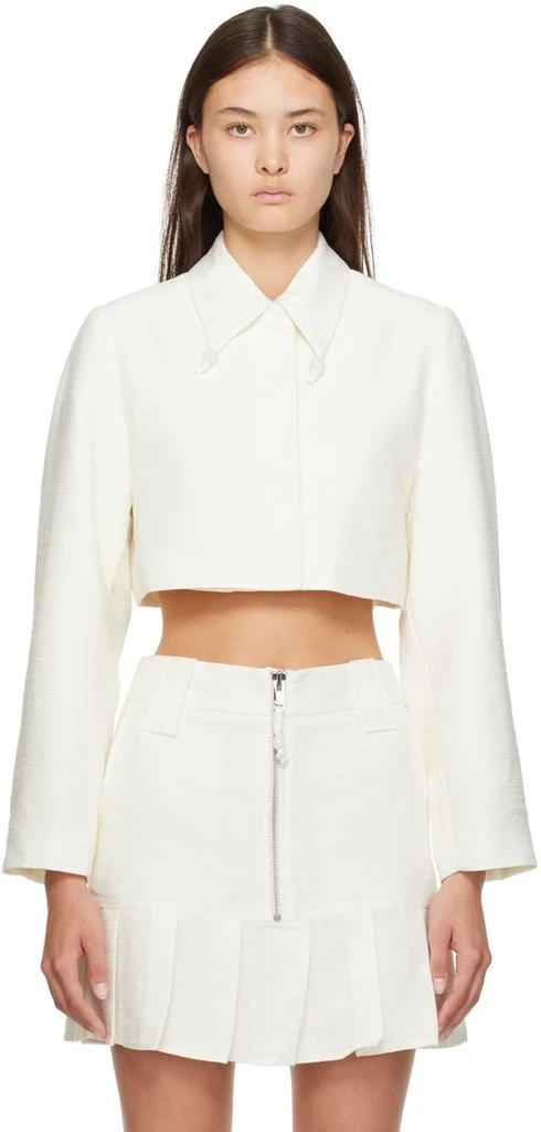 Ganni Off-White Slub Blazer 1