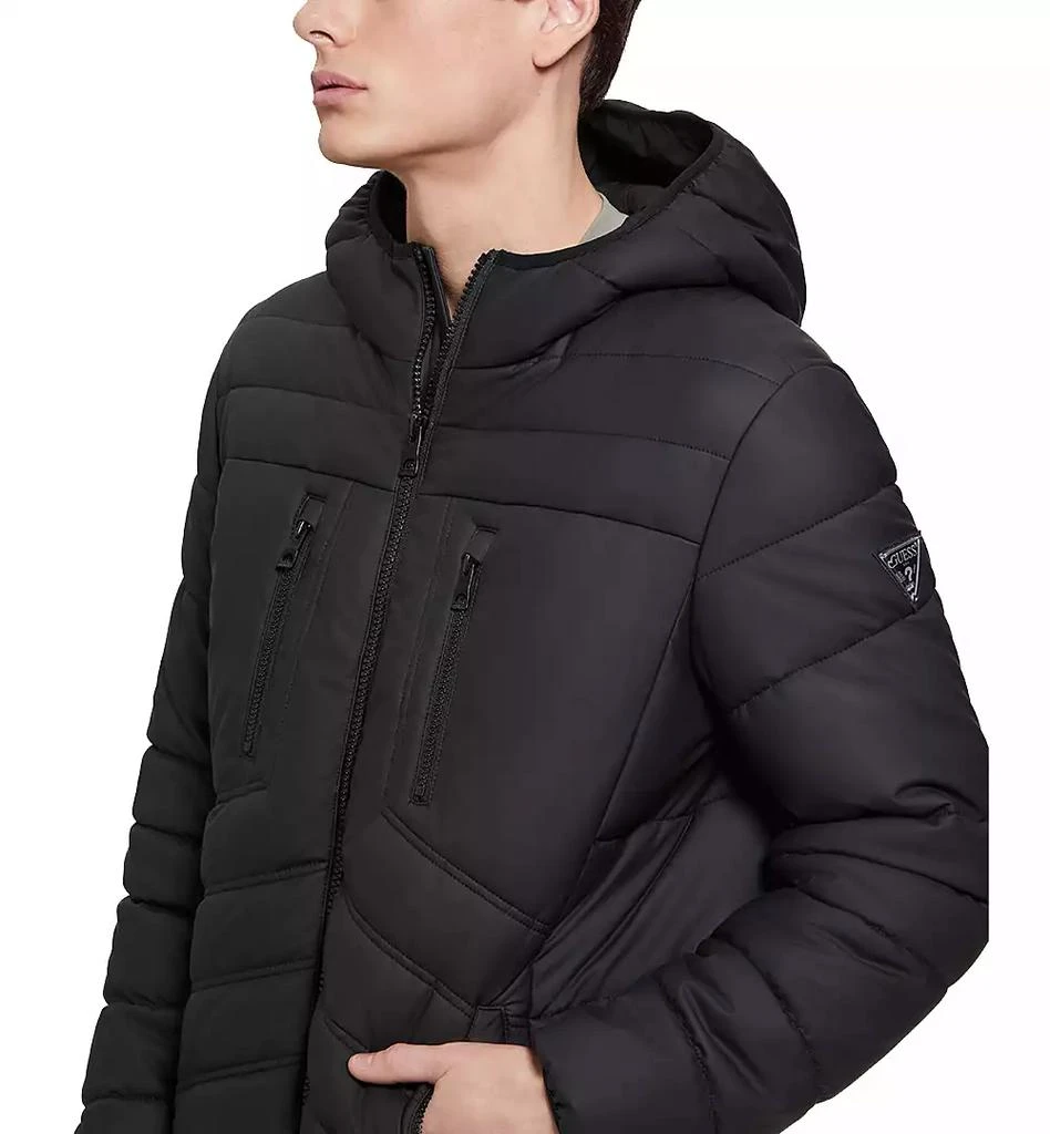 GUESS Men's Quilted Faux Leather Hooded Jacket 3