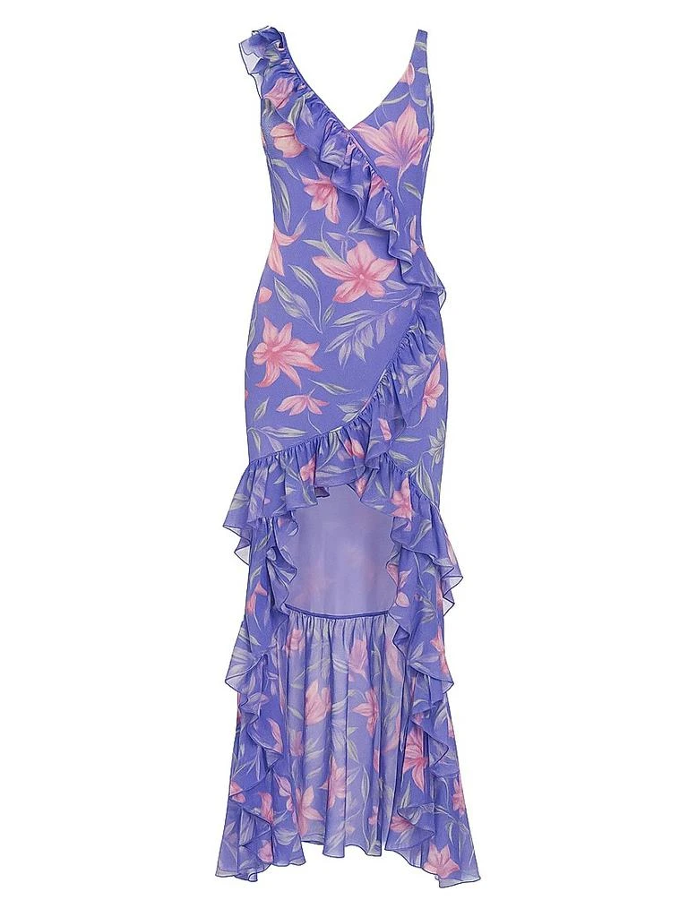With Sleeves Floral Plunge Beach Dress PatBO NWT Violet Ruffle V Neck Dress  Cherry Floral Red