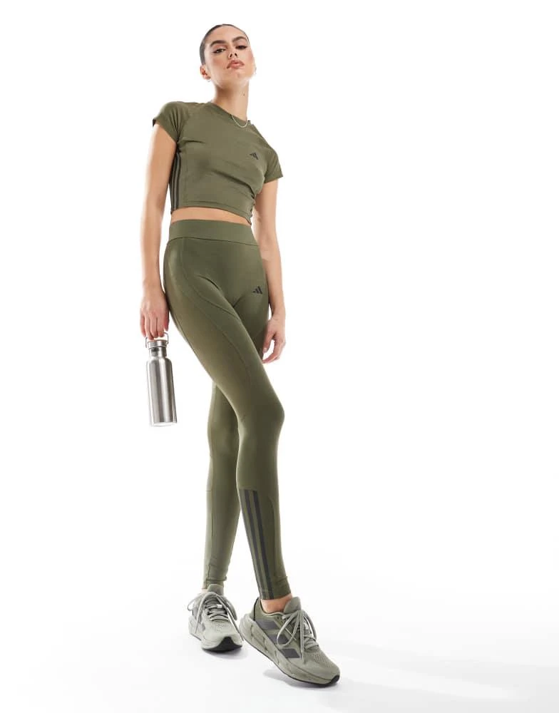 Adidas adidas Training Hyperglam full length leggings in olive green 1