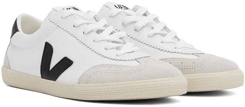 Veja White & Black Volley Canvas Sneakers 4