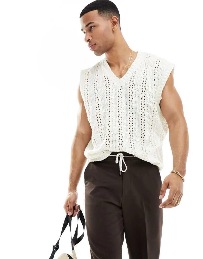 Vest Top Asos Knit Vest ASOS Design Mens Sweater Vest Size L Knit