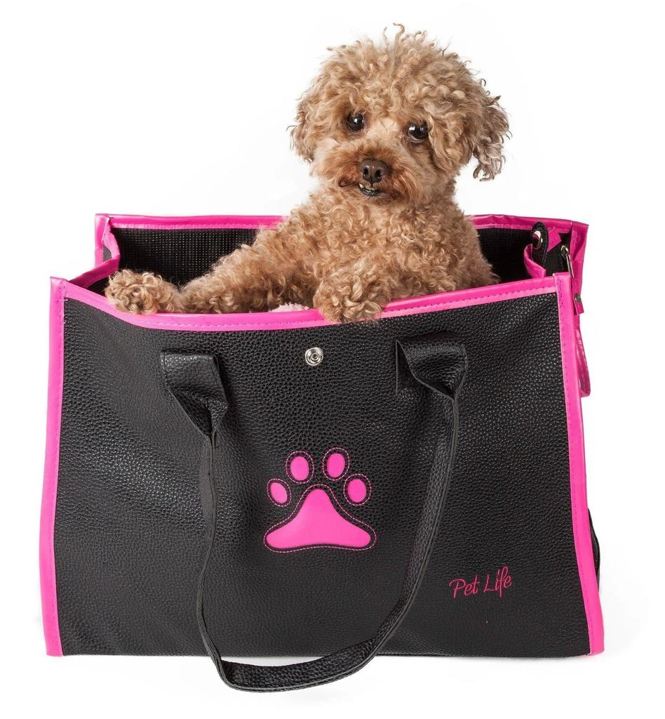 Pet Life Pet Life 'Posh Paw' Elegant Leatherette Designer Fashion Travel Pet Dog Carrier Tote