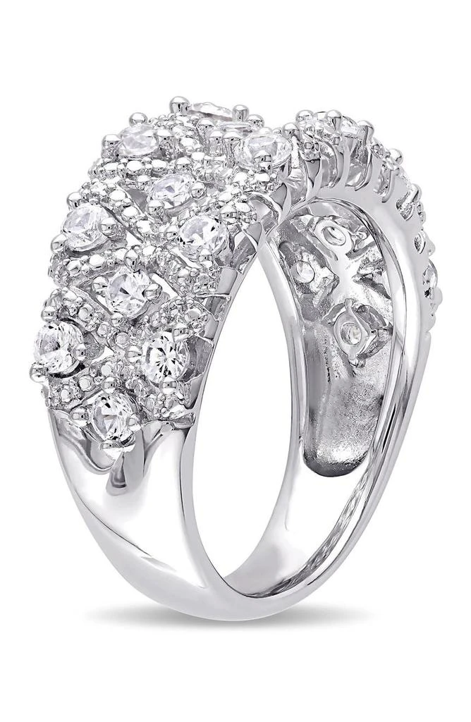 DELMAR Sterling Silver Lab Created White Sapphire Milgrain Ring 2