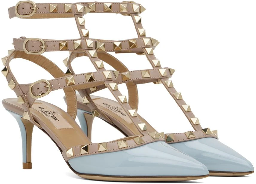 Valentino Taupe & Blue Rockstud Caged 65mm Heels 4
