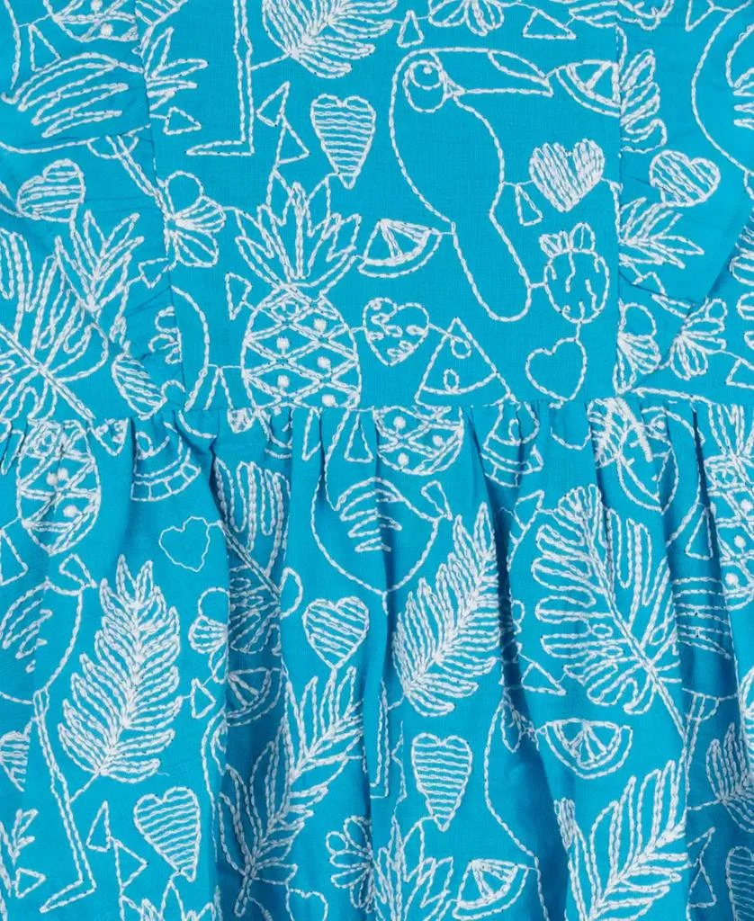 Rare Editions Toddler and Little Girls Embroidered Tropic Print Dress 4