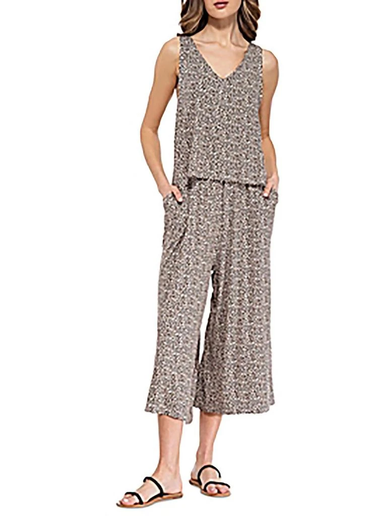 B Collection By Bobeau Vicky Womens Animal Print Tie Shoulder Jumpsuit 1