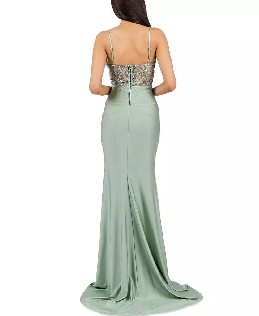 B Darlin Juniors' Strappy Sequinned-Lace Illusion-Corset Maxi Dress 2