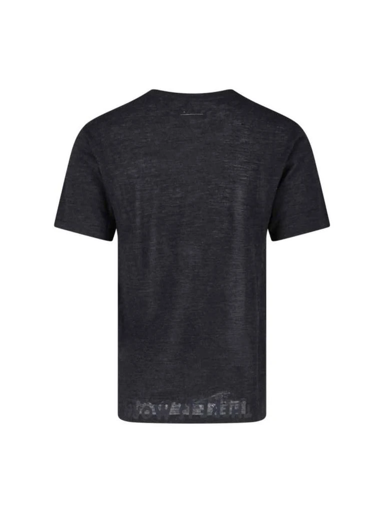 MM6 Crew Neck Black Wool T-Shirt With Bold Logo Print 2