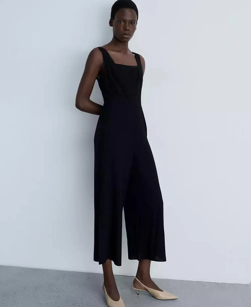 Mango Women's Straight Fit Linen Blend Jumpsuit 1