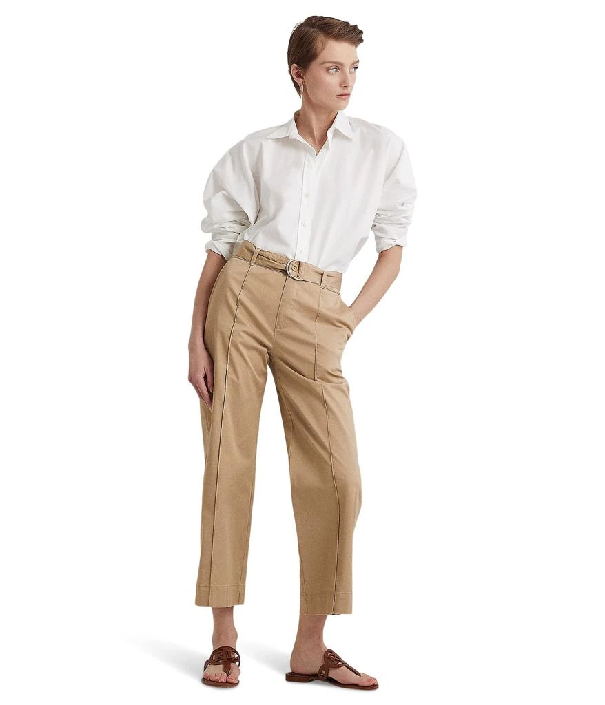 LAUREN Ralph Lauren Micro-Sanded Twill Belted Wide-Leg Pants 4