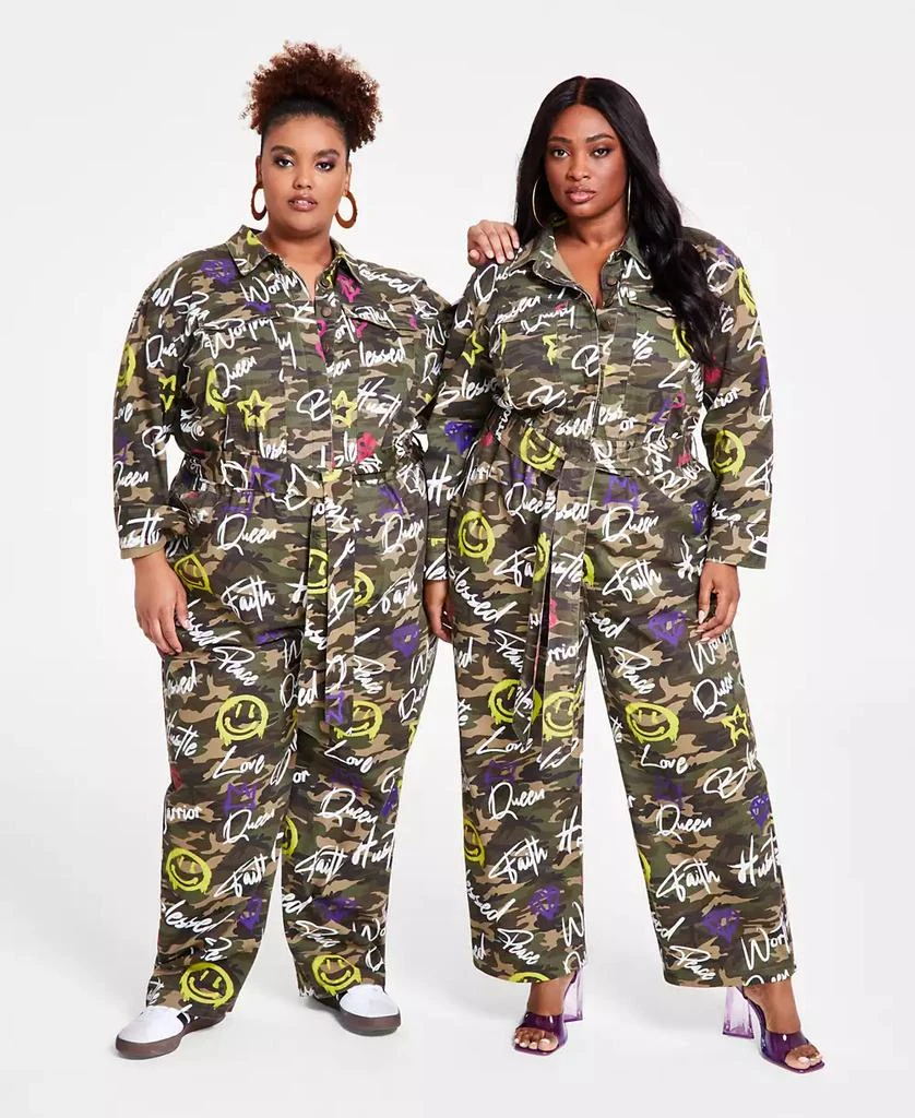 Nina Parker Trendy Plus Size Cotton Twill Camouflage Jumpsuit 5