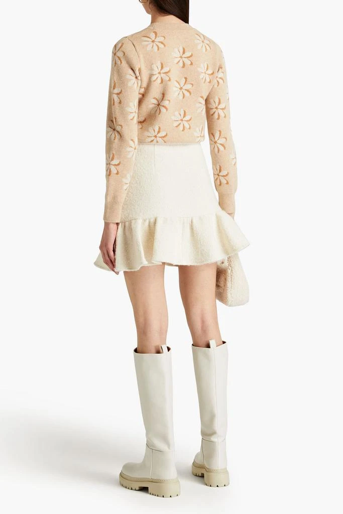 Sandro Ruffled bouclé-tweed mini skirt 3