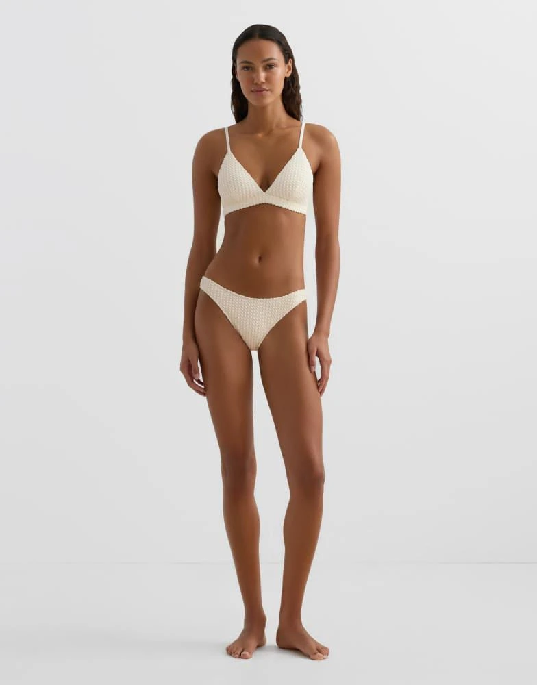 OYSHO OYSHO U-cut bubble-texture crochet medium-coverage bikini briefs in ecru