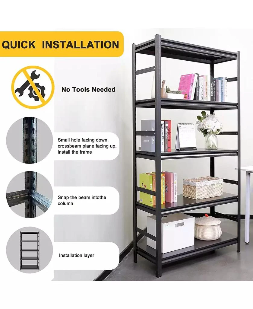 Flynama Storage Shelves 5 Tier Heavy Duty Metal Shelving Unit Adjustable Shelving Units and Storage Rack Kitchen Garage Shelf H78 W47.2 D18 8
