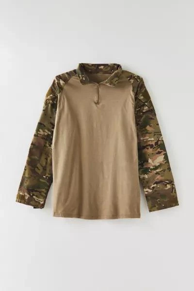 Urban Renewal Vintage Camo Sleeve Quarter-Zip Shirt 1