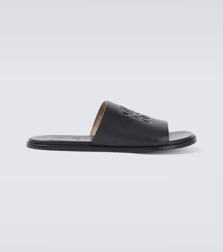 【関税&送料込】Loewe Paula'S Ibiza Loewe Anagram Flex Slide Paula's Ibiza Flex Anagram leather slides in burgundy