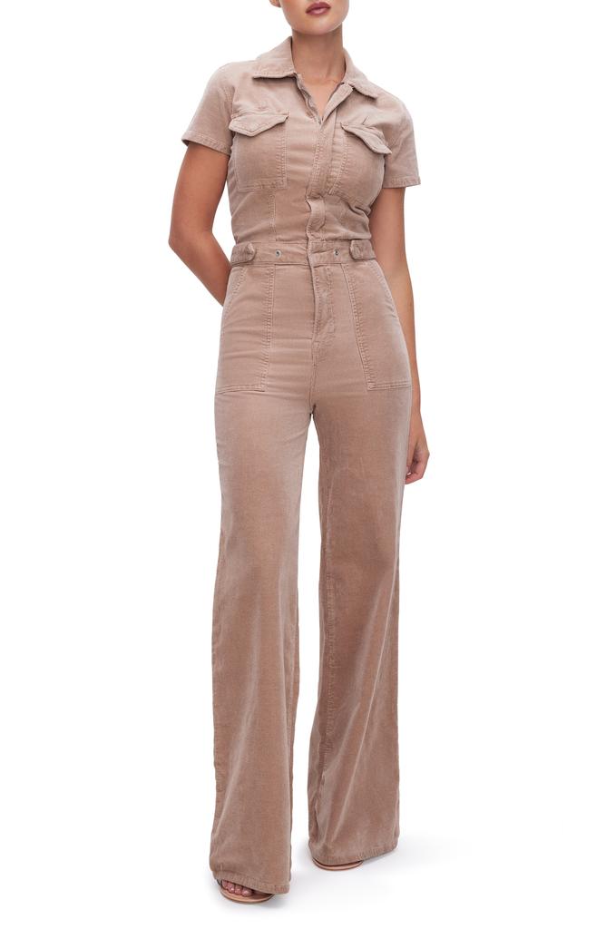 Good American Palazzo Corduroy Jumpsuit