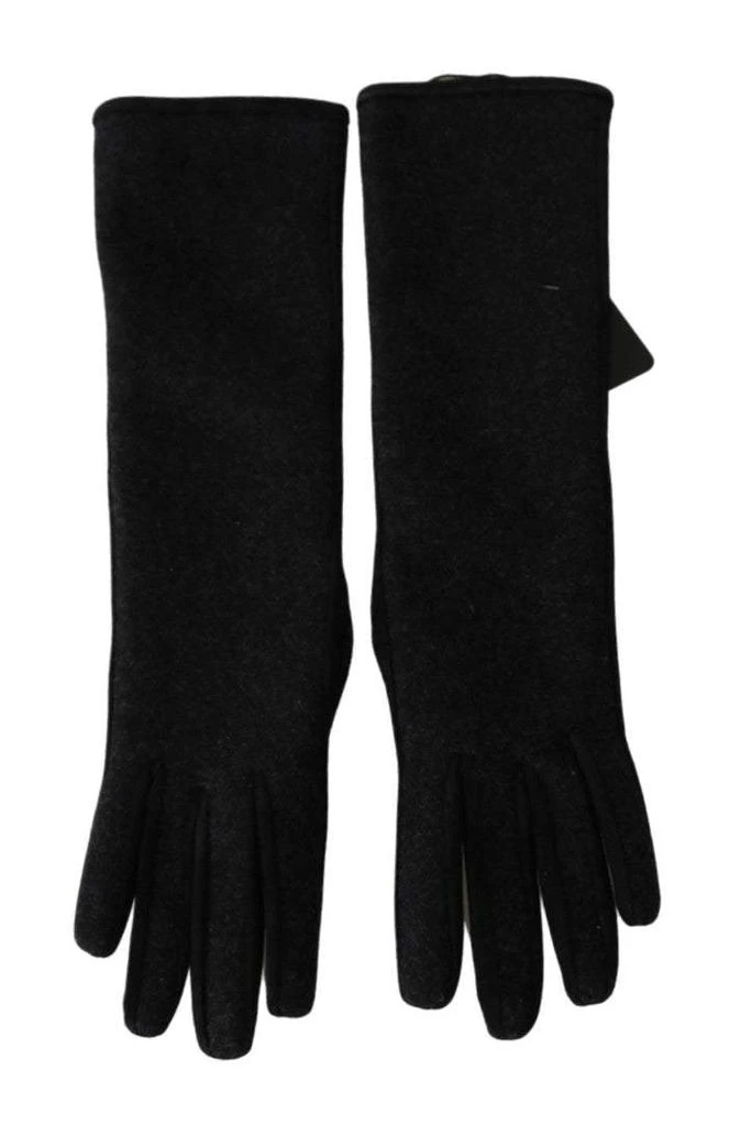 Dolce & Gabbana Dolce & Gabbana Black Gray Mid Arm Length Mittens Wool  Gloves 4