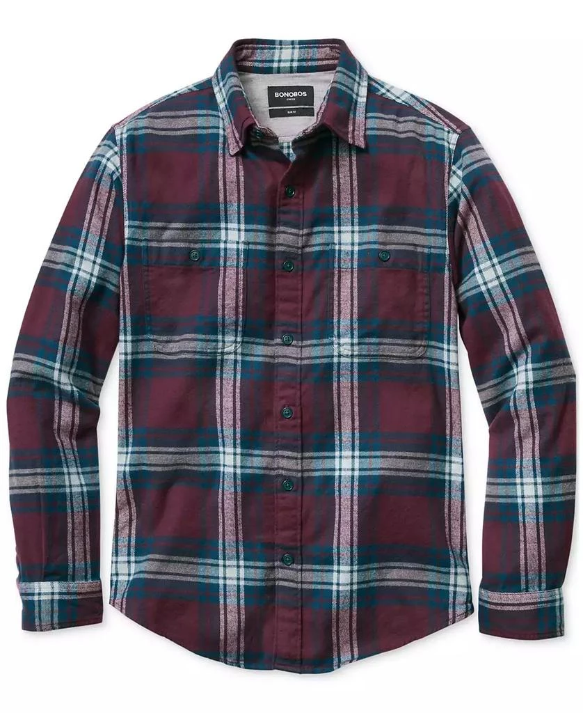 Bonobos Men's Slim Fit Long Sleeve Button-Front Stretch Plaid Flannel Shirt 5