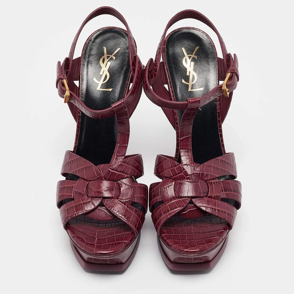 Yves Saint Laurent Saint Laurent Plum Embossed Croc Tribute Sandals Size 39 3