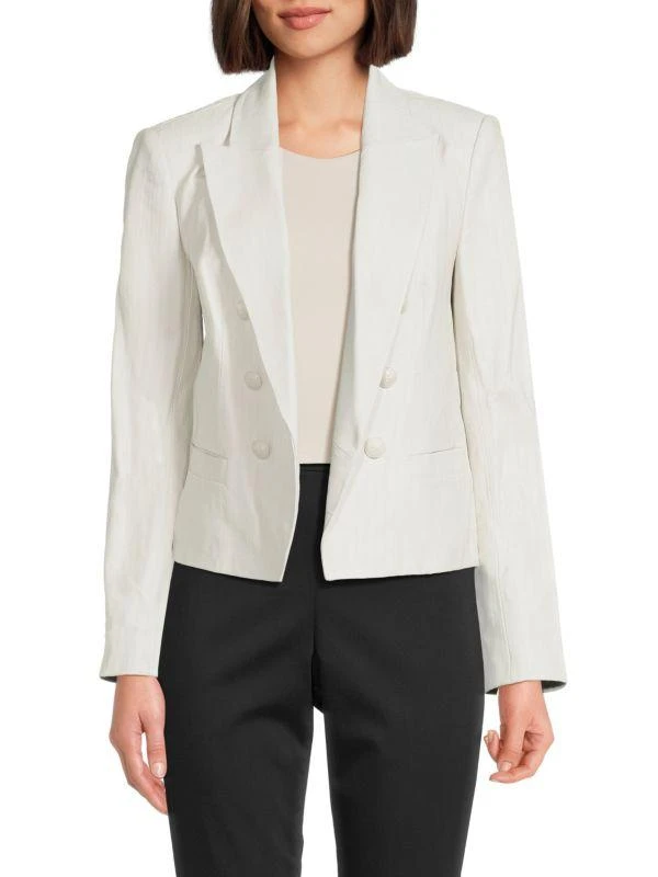 L'Agence Brooke Double Breasted Leather Blazer 1