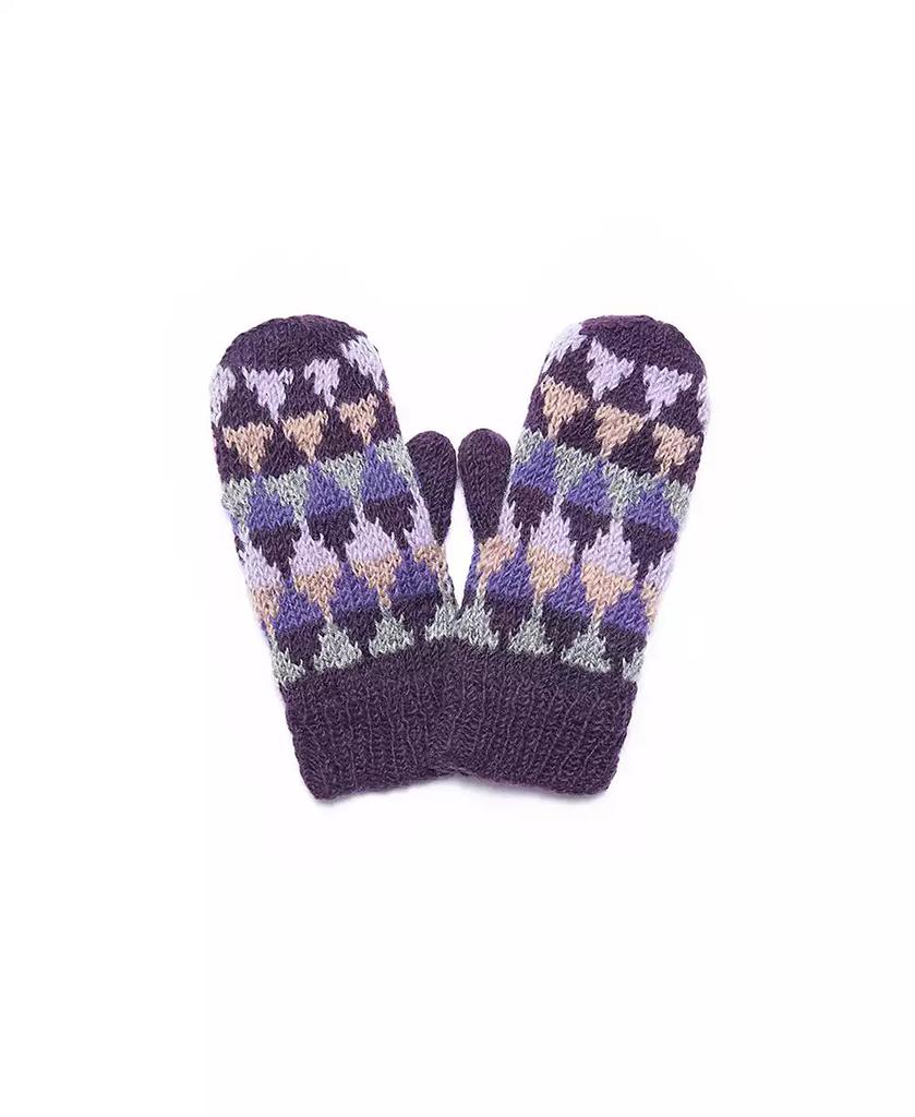 Feelgoodz Women's Artisan Hand-Knit Jaya Harlequin Wool Mitten