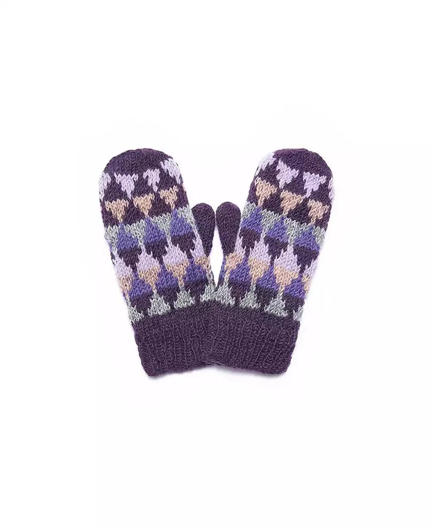 Feelgoodz Women's Artisan Hand-Knit Jaya Harlequin Wool Mitten 1