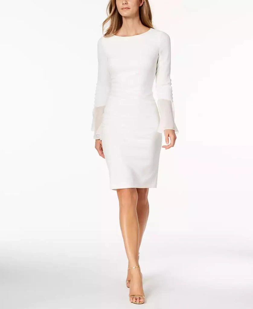 white christmas dresses Chiffon Cape Overlay Sheath Dress – Bella Rose main image 0