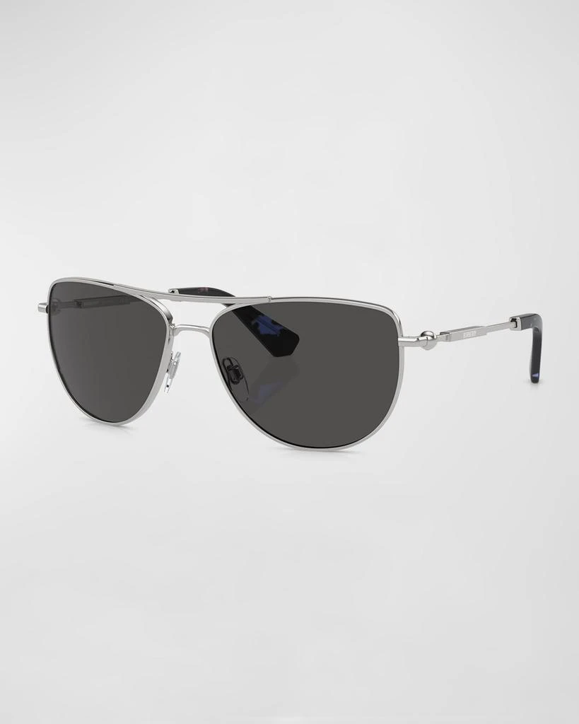 Burberry Logo Mixed-Media Aviator Sunglasses 1