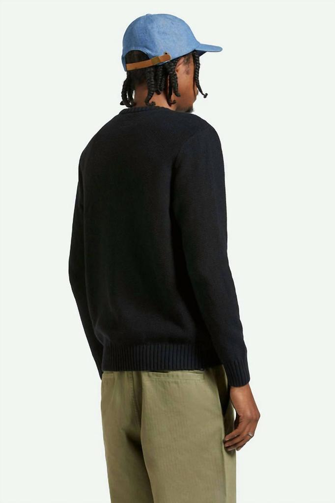 Brixton Jacques Waffle Knit Sweater In Black