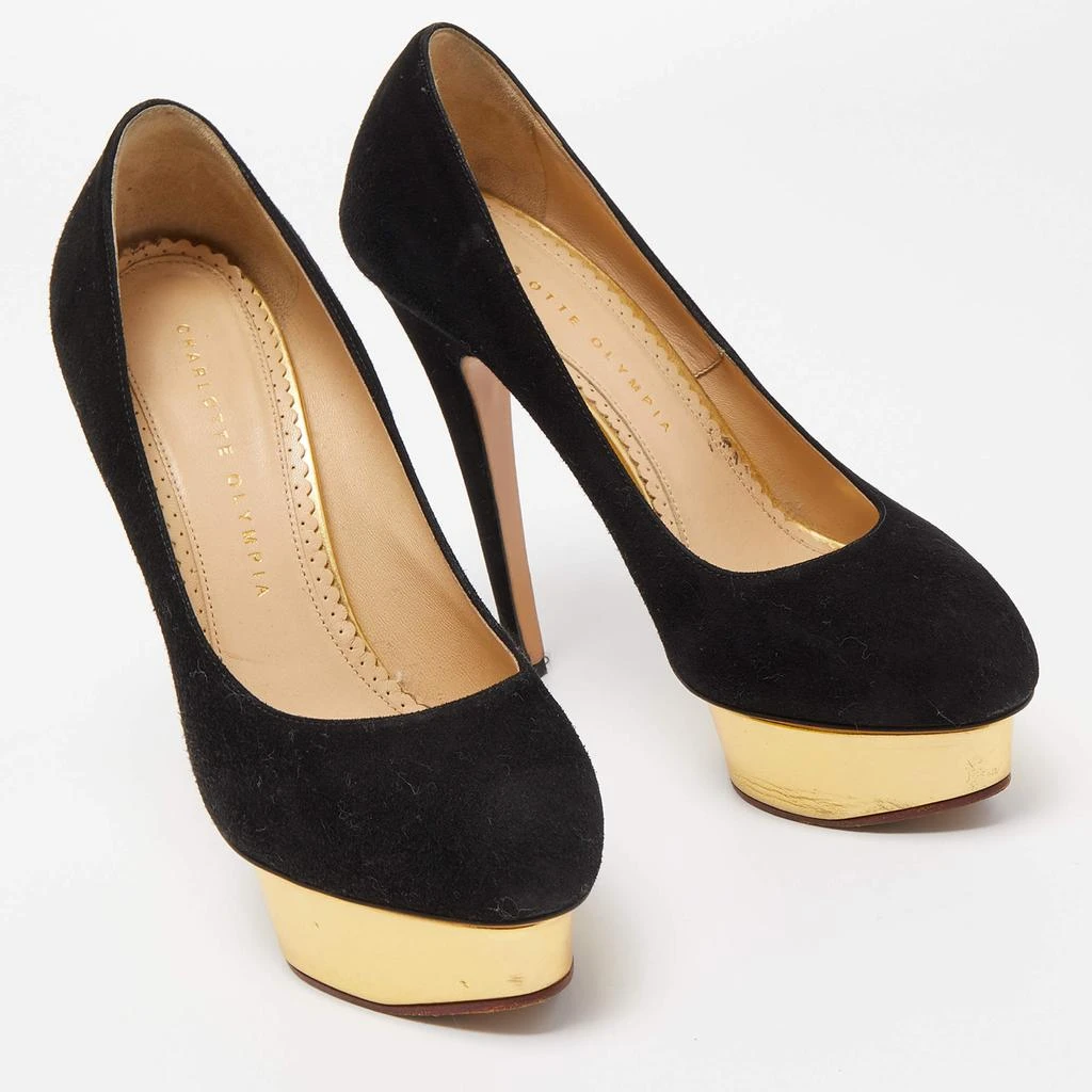 Charlotte Olympia Charlotte Olympia Black Suede Dolly Platform Pumps Size 37.5 4