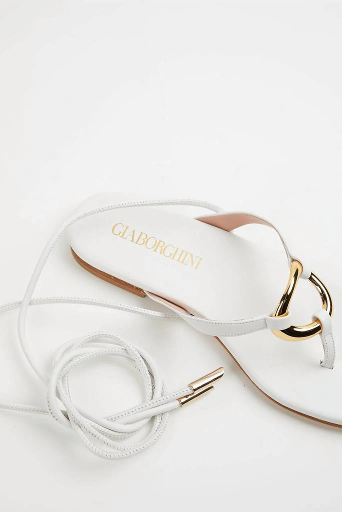 GIA BORGHINI LEVANTE FLAT LEATHER SANDALS 3