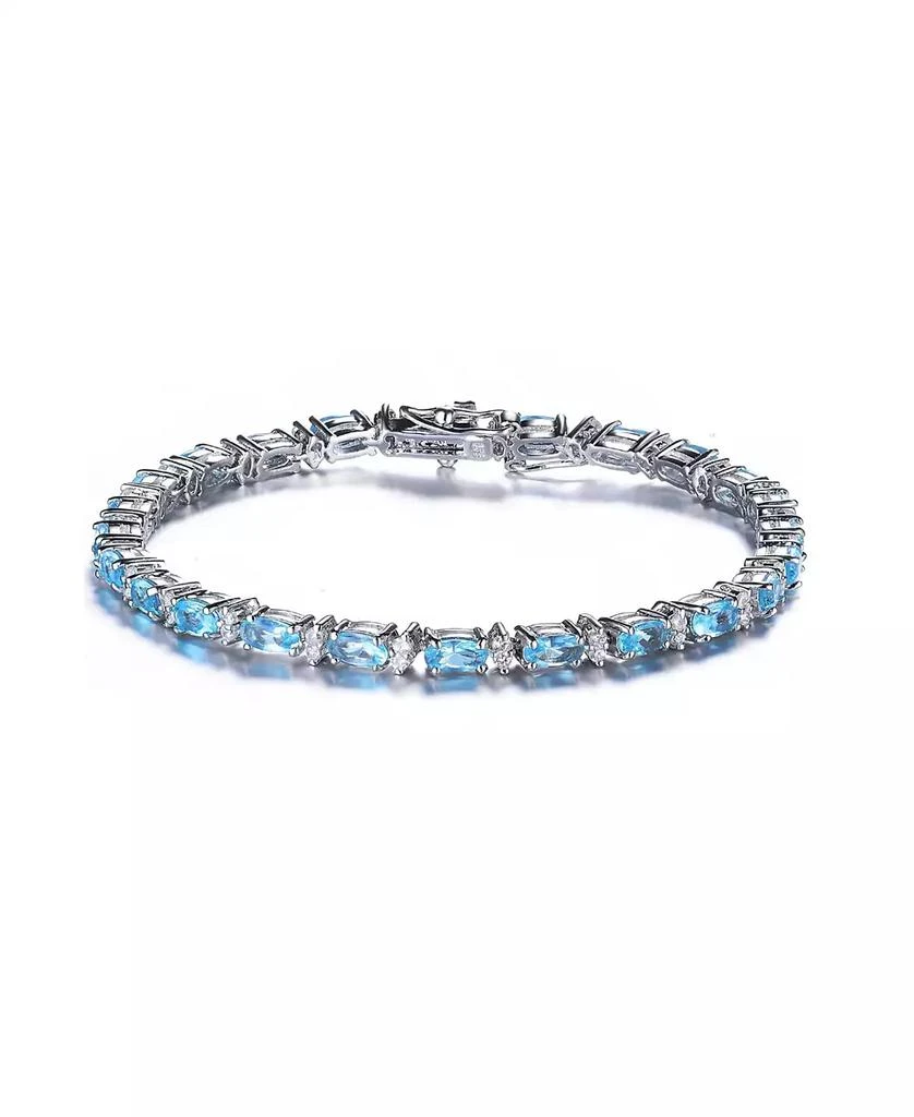 Genevive Sterling Silver with Colored Cubic Zirconia Tennis Bracelet in White Gold Plated, 14K Gold Plated, or 18K Rose Gold Plated