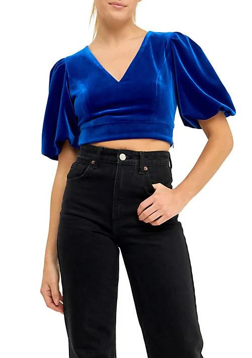 Endless Rose Rose Velvet Puff Sleeve Top 3