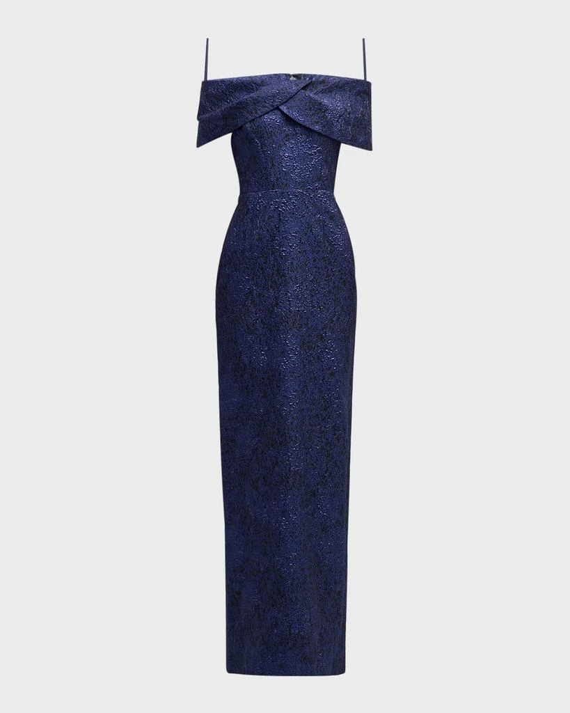 Teri Jon Off-Shoulder Jacquard Column Gown 1